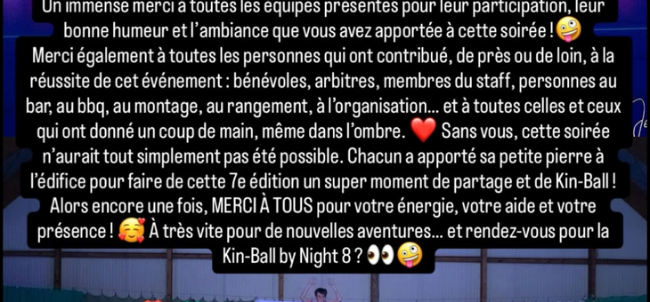 Kin-Ball By Night : Merci à tous